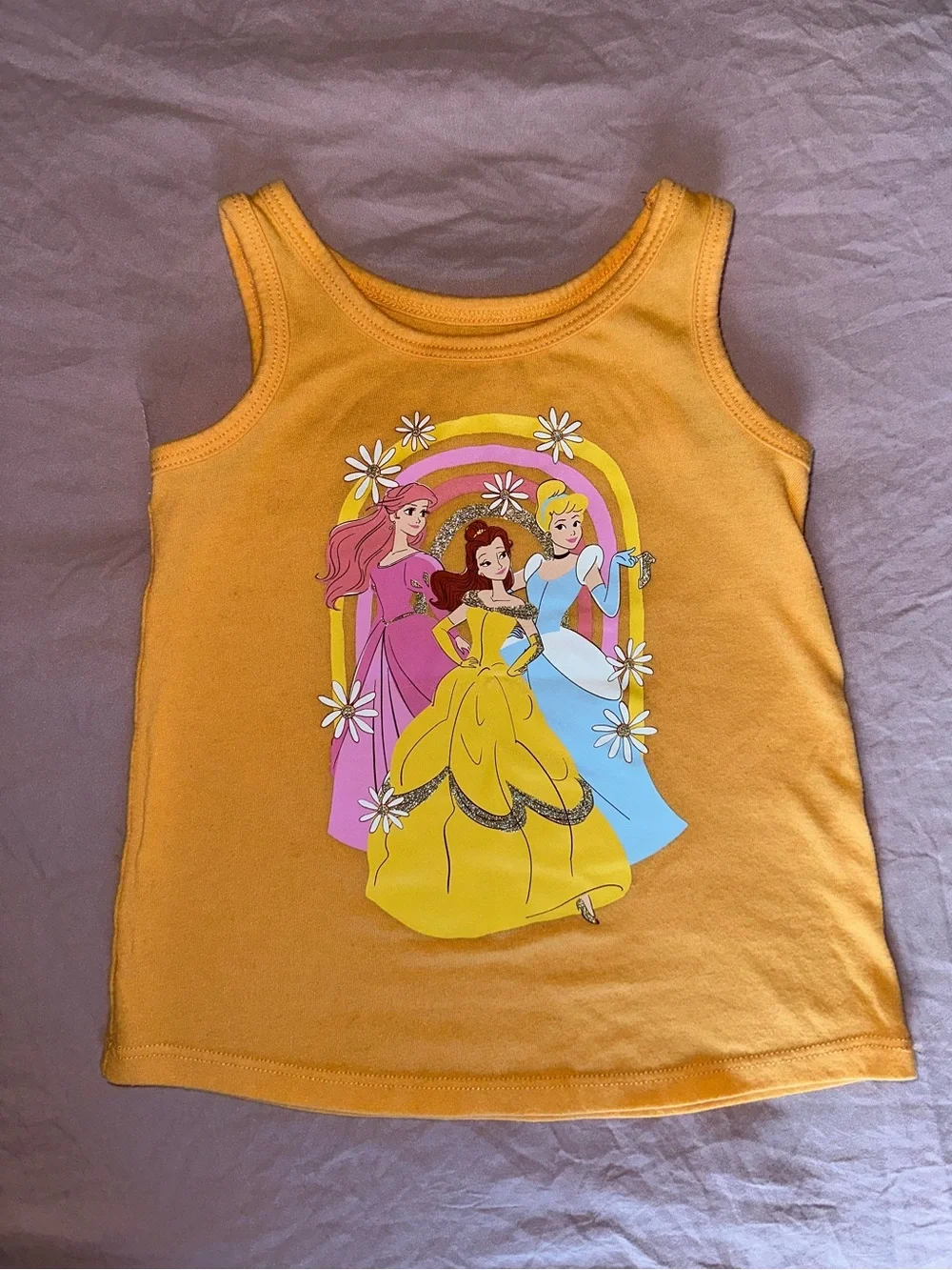 Girls Orange Disney Princesses Tank